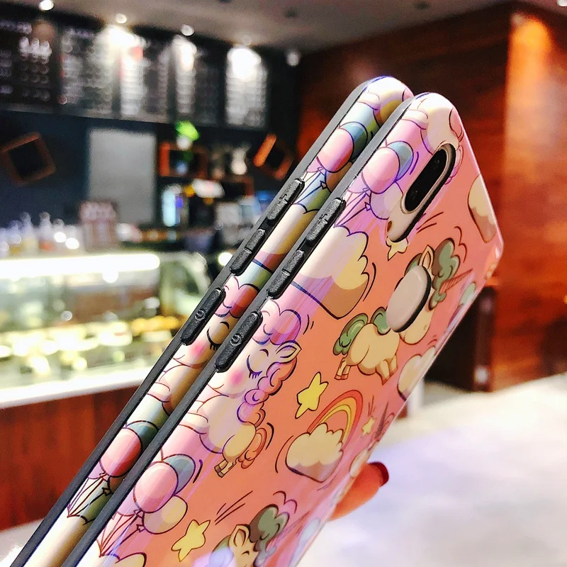 Чехол с мультяшным радужным единорогом для Huawei P30 Lite P20 P40 Pro Mate 30 20 Honor глянцевый