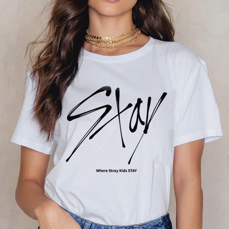 

Stray Kids summer top women grunge tumblr vintage white t shirt print tshirt summer top streetwear