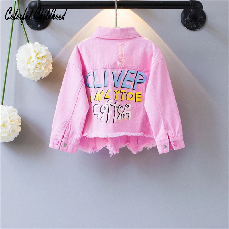 Colorful Childhood Casual Baby Girls Coats New Autumn Tops toddler Kids denim Jacket Outerwear Children Clothing Christmas | Детская