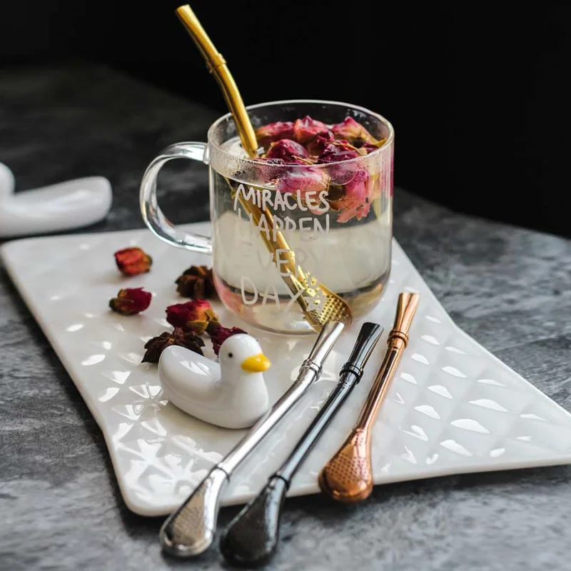 Экологичная ложка из нержавеющей стали соломинка ситечко для чая шейкер