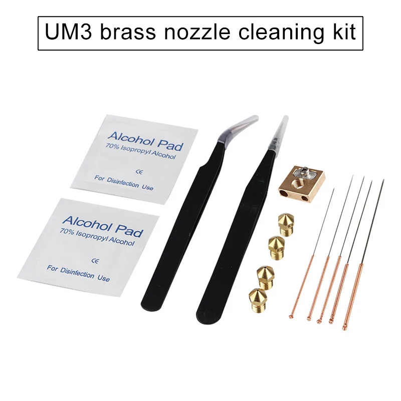 

Brass Nozzle+Cleaning Needle Drill Bit+Tweezer+Heating Block Kit For Ender-3 3D Printer