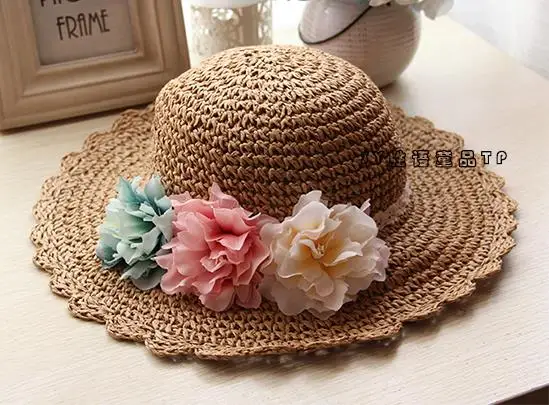 Новинка детская соломенная шляпа с цветочным узором для девочек Летние Пляжные