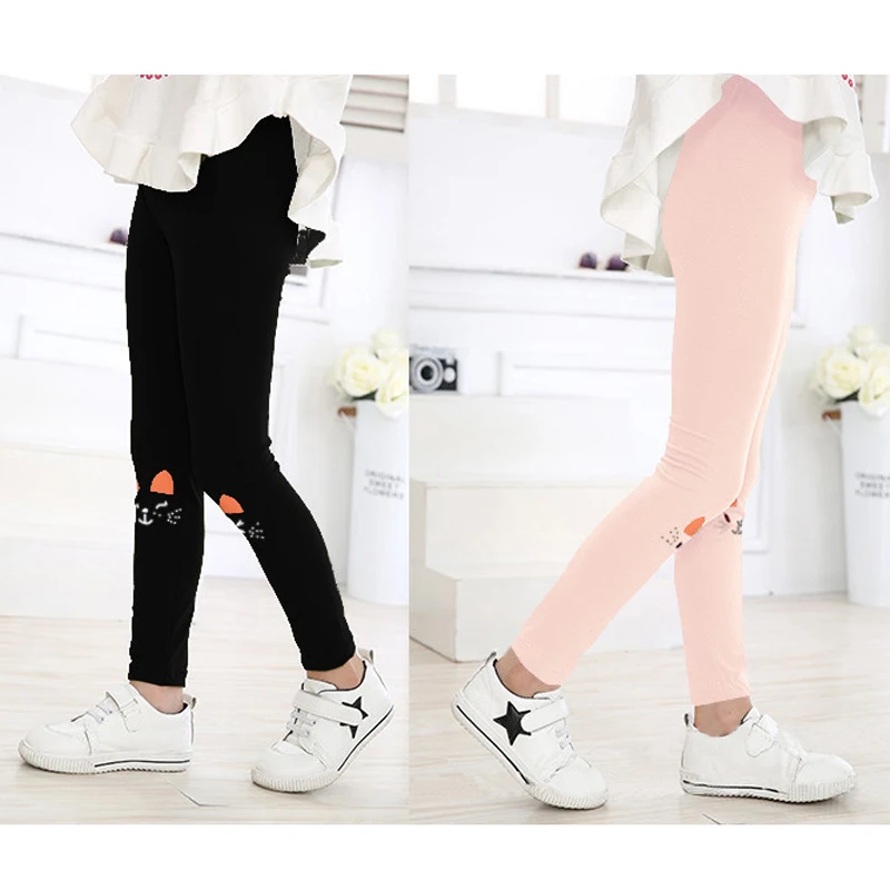 Летние леггинсы для девочек хлопковые брюки до щиколотки с мультяшным принтом