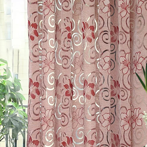 Red NAPEARL 1 шт. Короткая занавеска Цветочный Двойной Жаккард Современная капля для кухни гостиной окна элегантная панель нить ткань лента - Цвет: Red