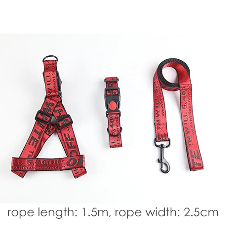 Red 3pcs Ошейник для собаки, поводок, набор, модный, с надписью, 1,5 см, прочный нейлоновый поводок с ремнями, французский щенок бульдога, ходячие товары для животных, собак - Цвет: Red 3pcs