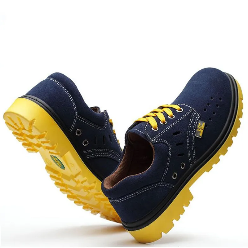 Ботильоны мужские кожаные дышащие с стальным носком рабочая безопасная обувь