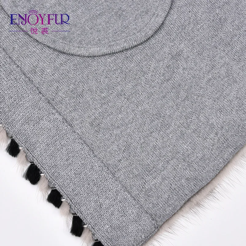 Enjoyfur реального норки Мех кролик Пальто и пуховики рукавом Съемная жилет Для