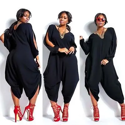 Women Hot Long Sleeve Chiffon Romper Baggy Harem Jumpsuit Plazzo Plus Size | Женская одежда
