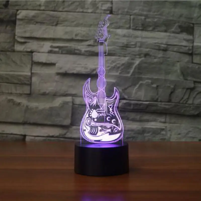 Детские подарки 3d лампа Usb светящаяся гитара гостиная ночник Музыкальные инструменты 7 цветов Changin Настольная 3D лампа - Испускаемый цвет: 7 color change