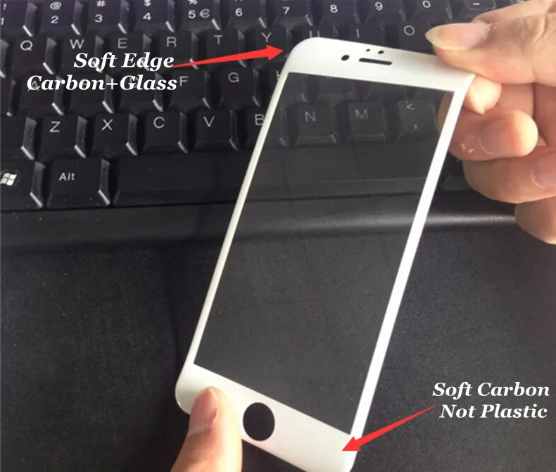 2 шт. углеродное волокно 3D изогнутое закаленное стекло с покрытием для iPhone 6 6s plus