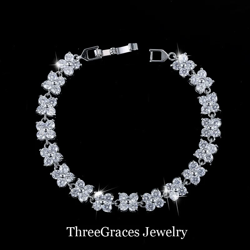 ThreeGraces, модный бренд CC, ювелирное изделие, Элегантный Королевский Синий CZ Кристалл, браслет и браслеты для женщин, на каждый день BR021 - Окраска металла: white