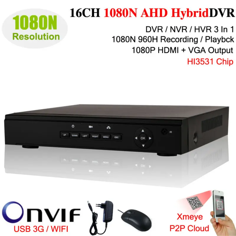 HD видеонаблюдения 16ch AHD 720 P 25fps Запись безопасности H.264 DVR HDMI 1080 16 каналов AHD-M 3531 NVR