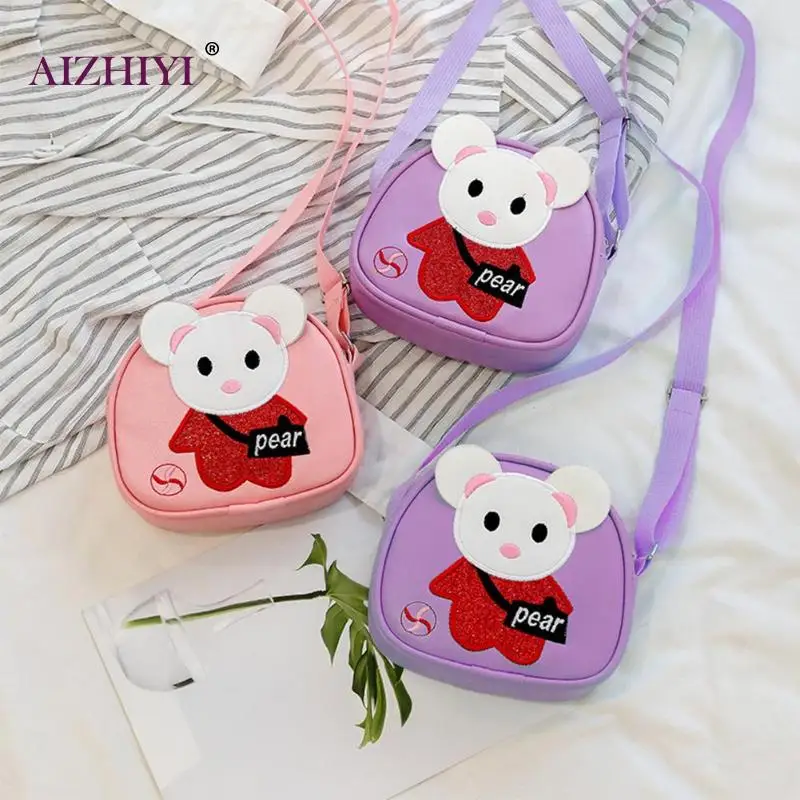 

Children Casual Small Cute 3D Cartoon Pattern Shoulder Handbags Kids Girls PU Leather Mini Simple Zipper Crossbody Messenger Bag