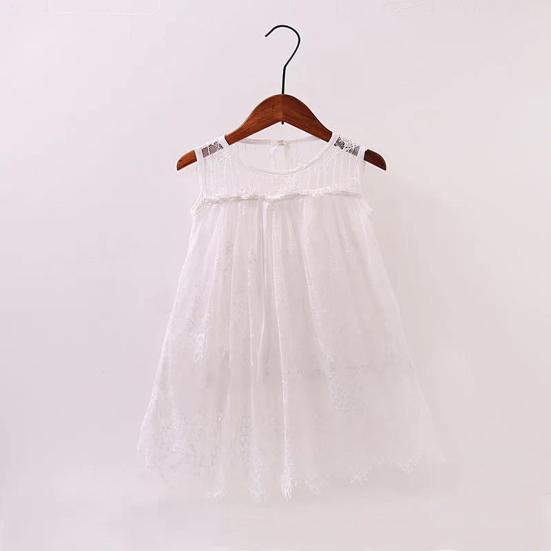 Лето ребенок без рукавов твердые сетки infantil младенческой принцесса dress детская