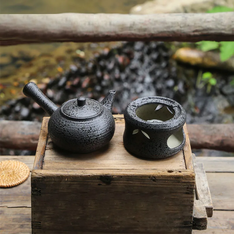 

320ml New Japanese Style Vintage Coarse Pottery Kung Fu Tea Set Candle Heating Teapot Brew Tea Pot Kettle Tea Maker Warmer Stove