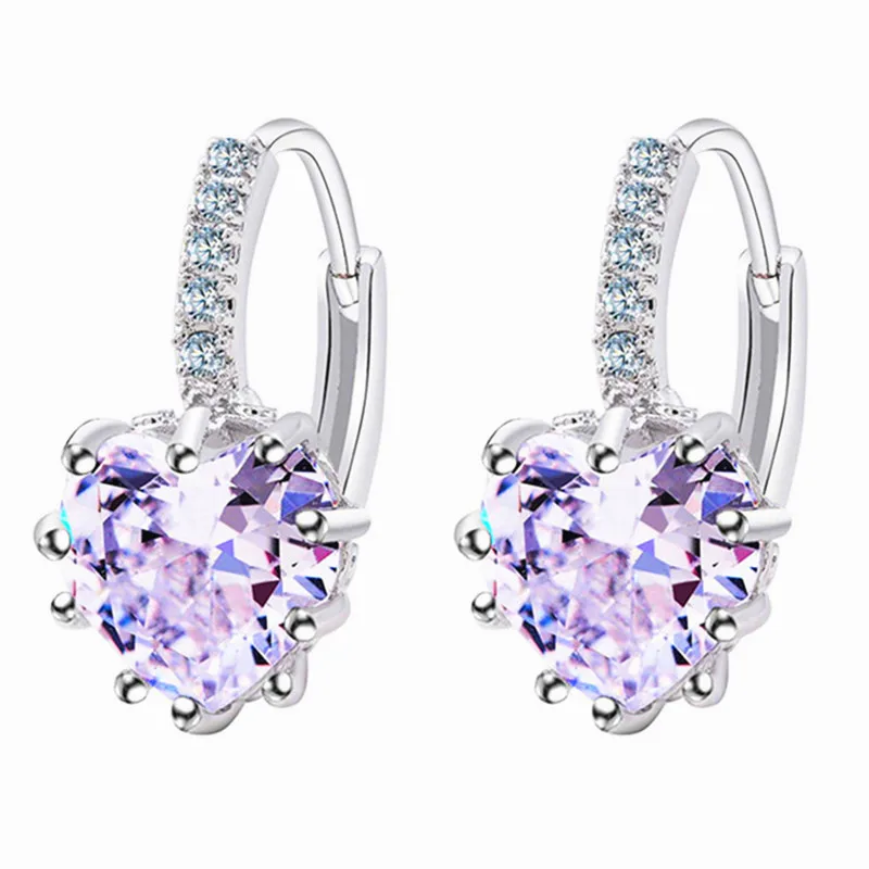 Walerv 2019 женские серьги в Корейском стиле форме сердца с кристаллами циркона