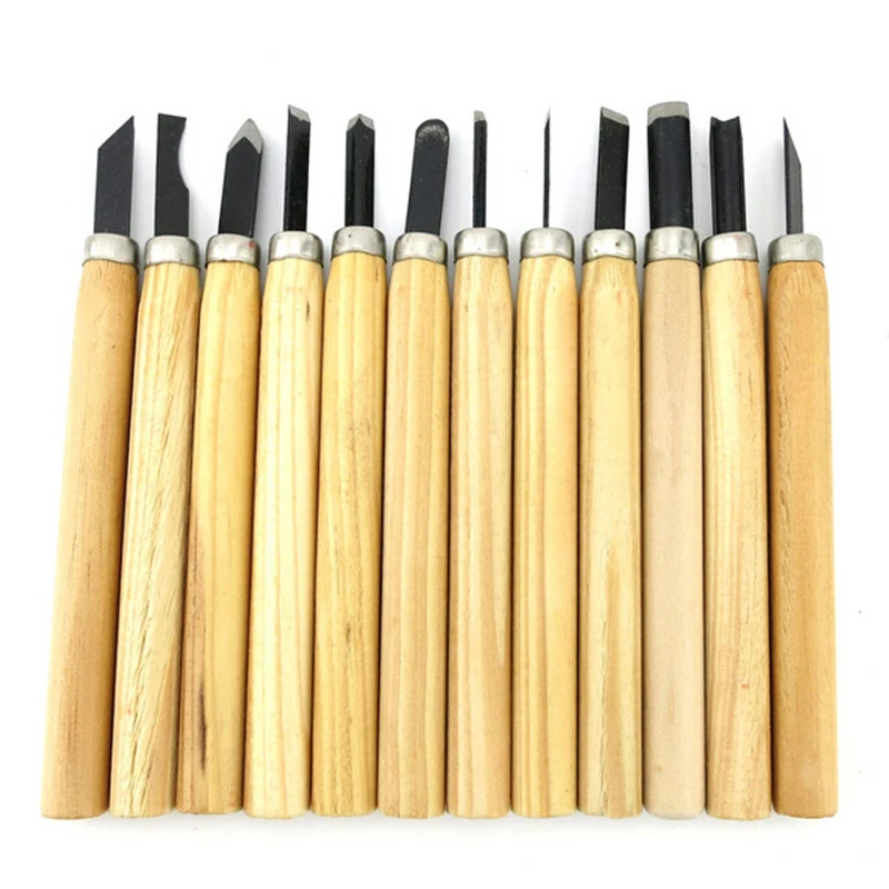 12 шт./компл. ручная резьба по дереву зубила Ножи инструмент для основных