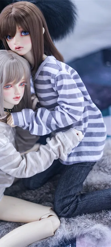 Light khaki white st BJD кукольная одежда для 1/3 1/4 1/6 MSD Размер Свободный Топ в полоску нижняя рубашка два цвета на выбор кукольные аксессуары - Цвет: Light khaki white st