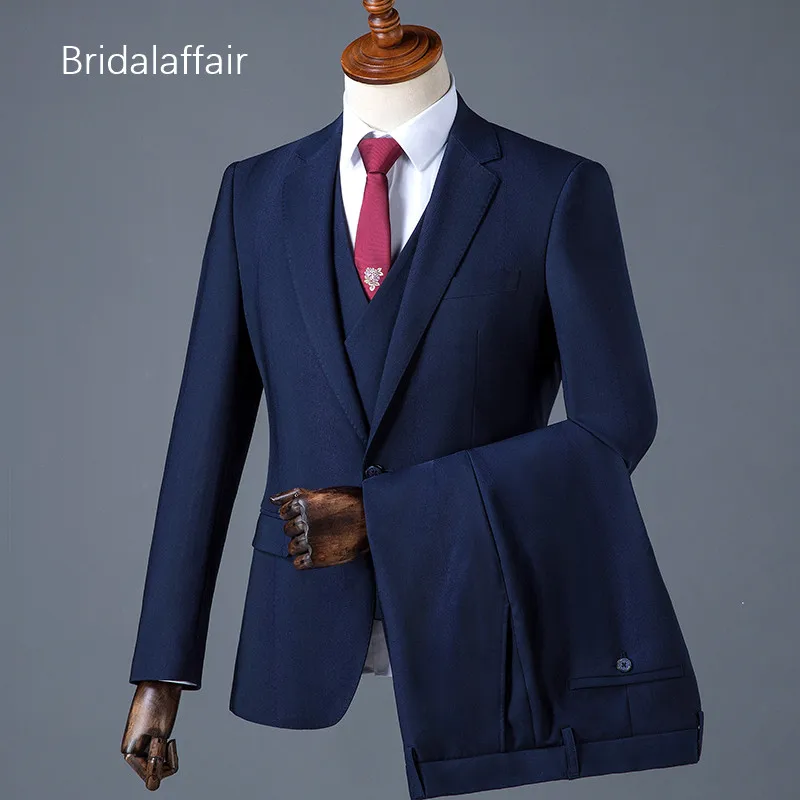 Bridalaffair темно синий цвет костюм для мужчин набор костюмы на выпускной свадьбу Slim