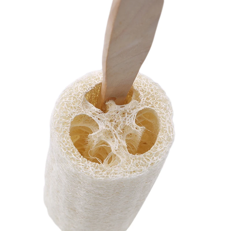 Натуральный Отшелушивающий Мочалка для тела люфа с длинной деревянной ручкой