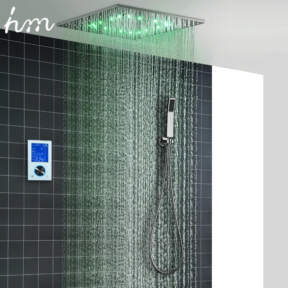 hm Набор для душа LED Термостатическая система для душа SPA Spray Rain Mode Интеллектуальный цифровой сенсорный монитор для душа
