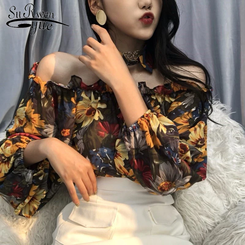 Новая Сексуальная блуза со спущенными плечами для женщин весна лето винтажные