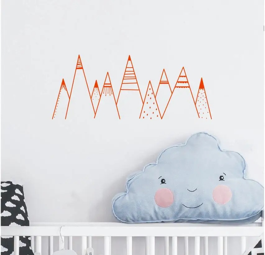 Nordic Style Montain Wall Decal Tribal Patterned Mountains Home Decor Stickers For Kids Bedroom Art Vinyl A0000 | Дом и сад