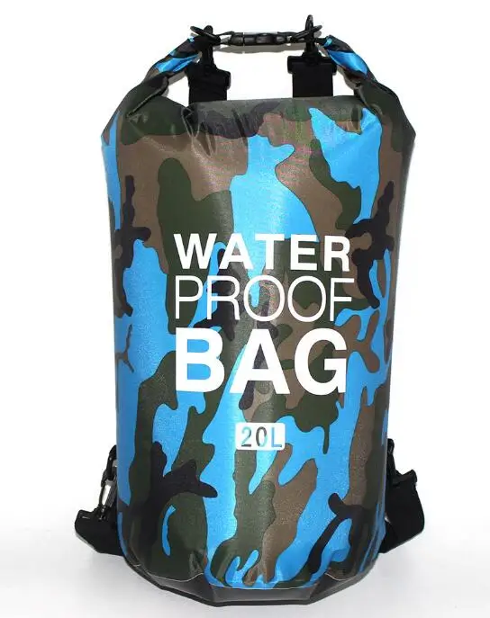 20L sky blue ПВХ Водонепроницаемый сухой мешок 5L 10L 20L 30L камуфляж Открытый Дайвинг Складная Мужская Женская пляжная сумка для плавания рафтинг река океан рюкзак - Цвет: 20L sky blue