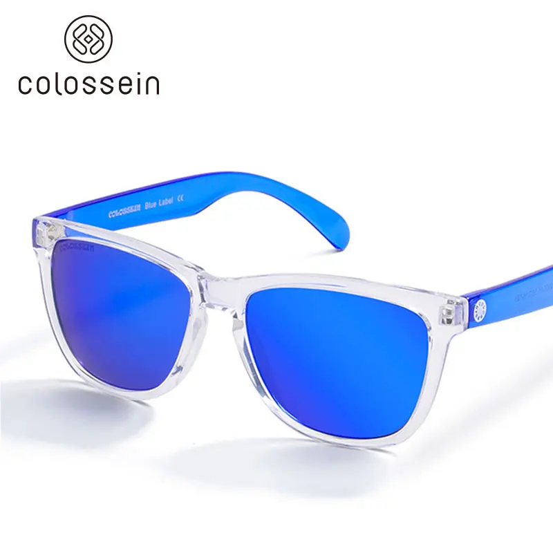 Blue COLOSSEIN солнцезащитные очки женская мода солнцезащитные очки красочные квадратная рамка очки праздник Спорт пляж стильные очки для взрослых UV400 - Цвет линз: Blue