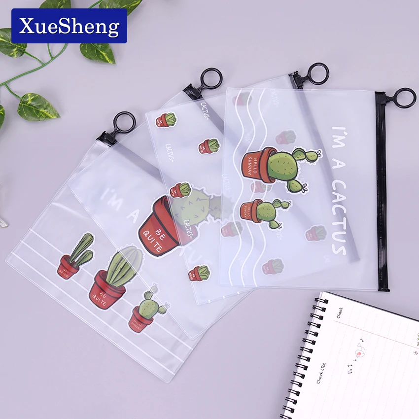 

Transparent Waterproof Cactus Pencil Bags PVC A5 File Folder Document Filing Bag Stationery Bag for Kids Office Supplies