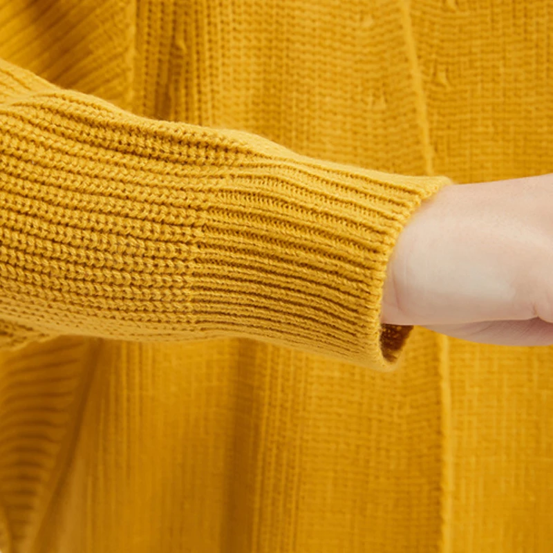 GOPLUS 2019 Autumn Winter Batwing Sleeve Knitted Sweater Cardigans Coat Women Long V-Neck Sweaters Office Ladies Yellow Outwear |