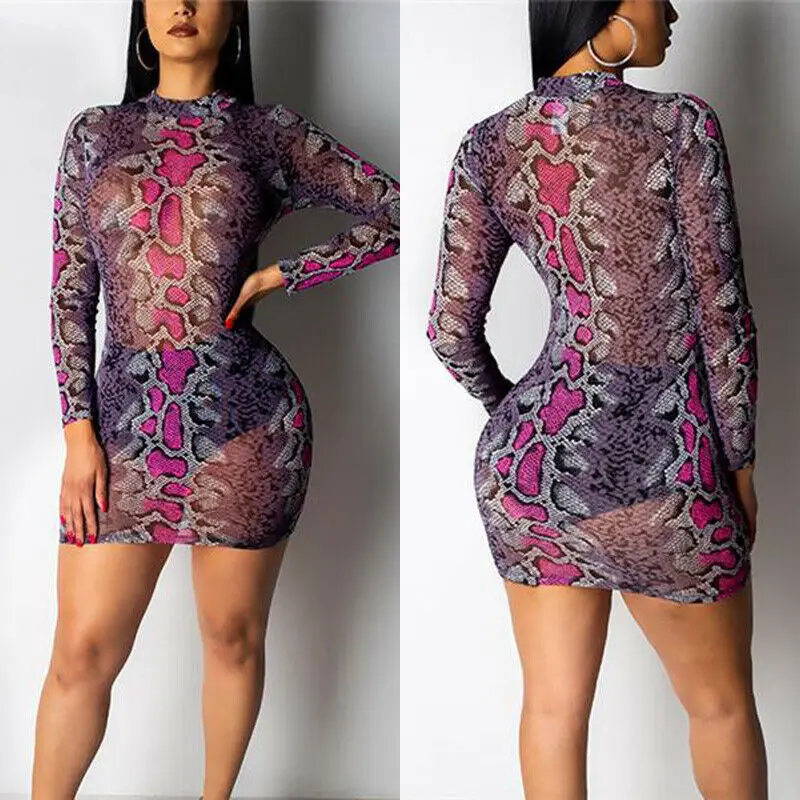 Женская сексуальная сетчатая Прозрачная облегающая вечерняя Клубная одежда