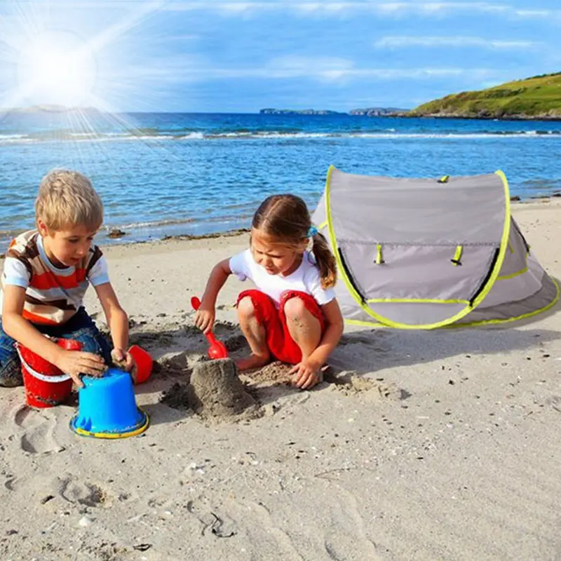 

Сверхлегкий UPF 50 + детский пляжный тент, солнцезащитный тент для детей, детская дорожная кровать, открытый портативный всплывающий детский т...