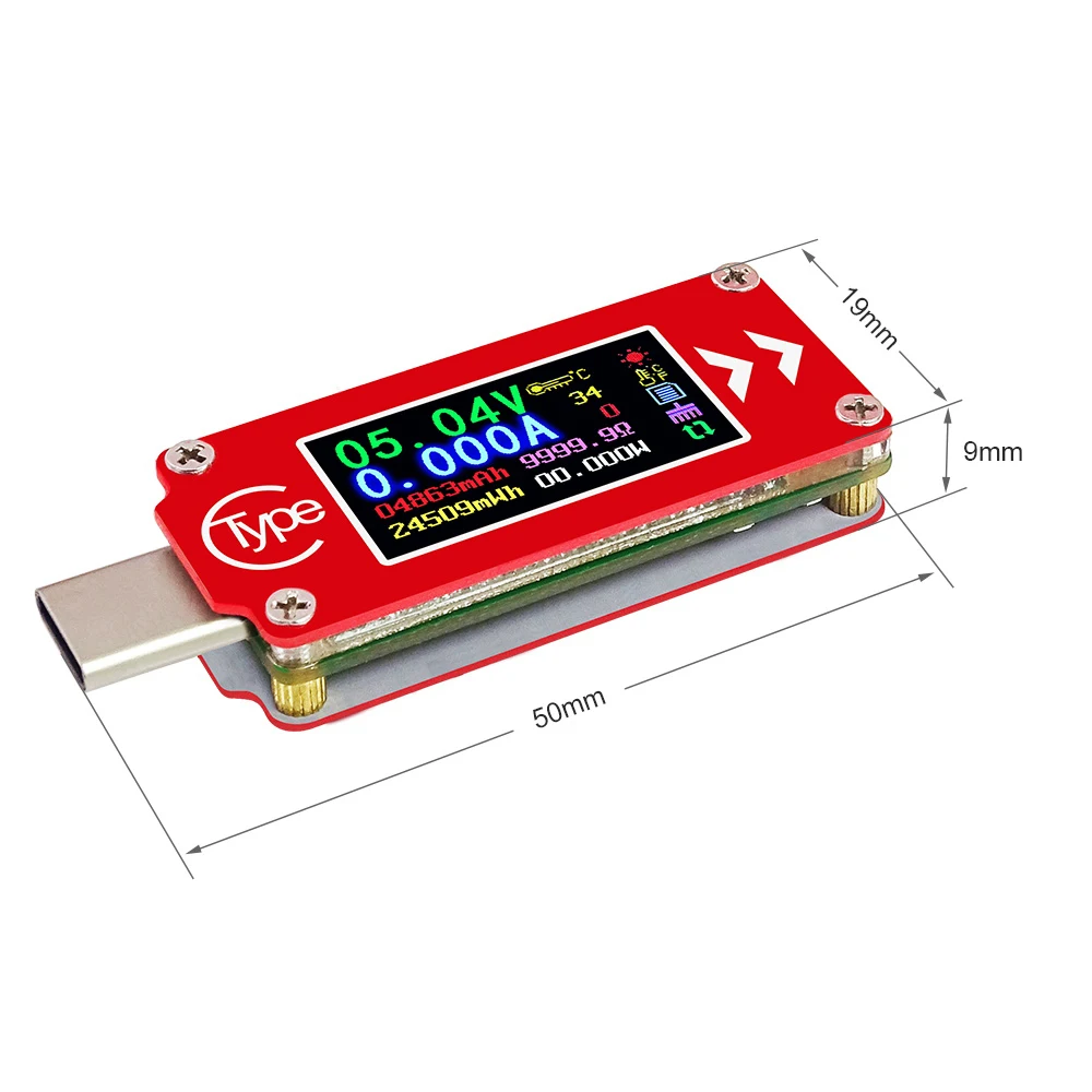 RD TC64 Type-C цветной ЖК-дисплей USB Вольтметр Амперметр измеритель напряжения