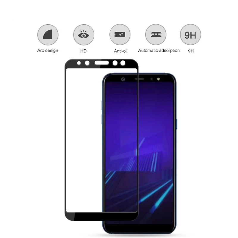 Полноэкранное закаленное защитное стекло с клеем для Samsung Galaxy A6 2018 A600 A600F plus