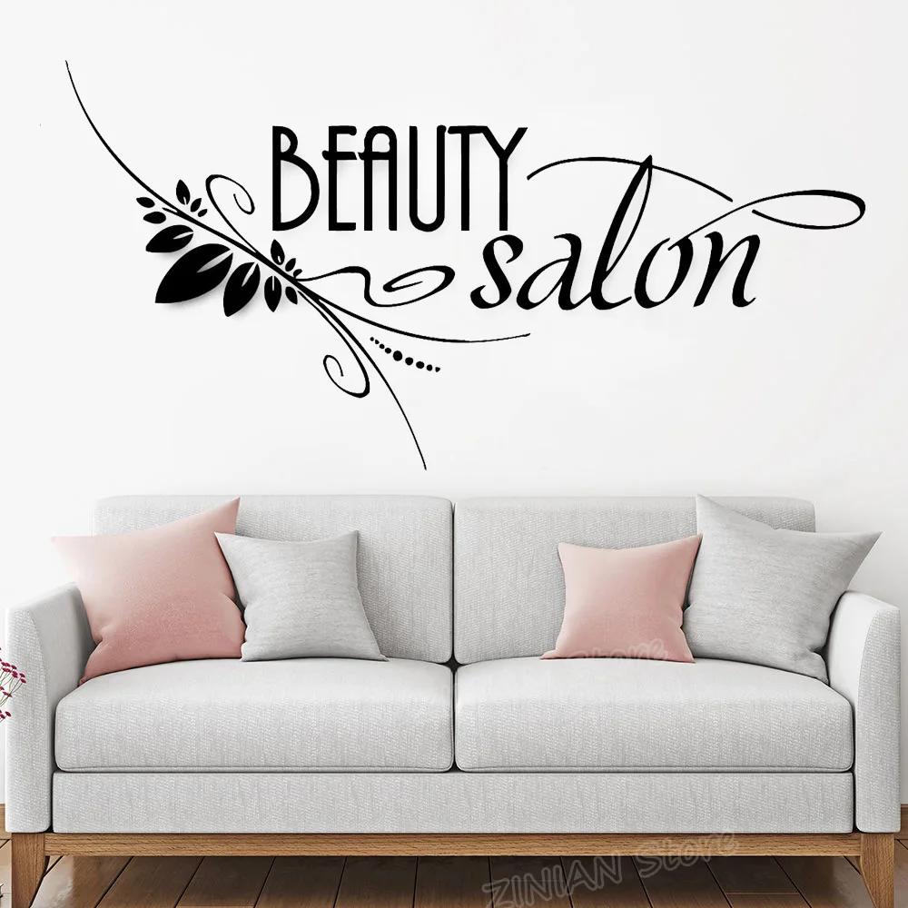 

Beauty Salon Sign Vinyl Wall Stickers Spa Barbershop Hair Stylist Wall Decal Window Wall Decor Creative Poster Wallpaper Z864