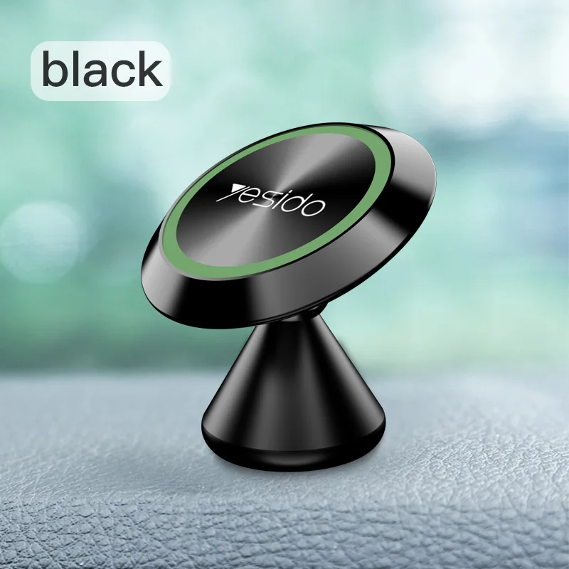 Black Yesido C34 светящаяся присоска магнитный автомобильный держатель для телефона универсальный сильный магнит металлический Автомобильный держатель для телефона автомобильная подставка для мобильного телефона - Цвет: Black