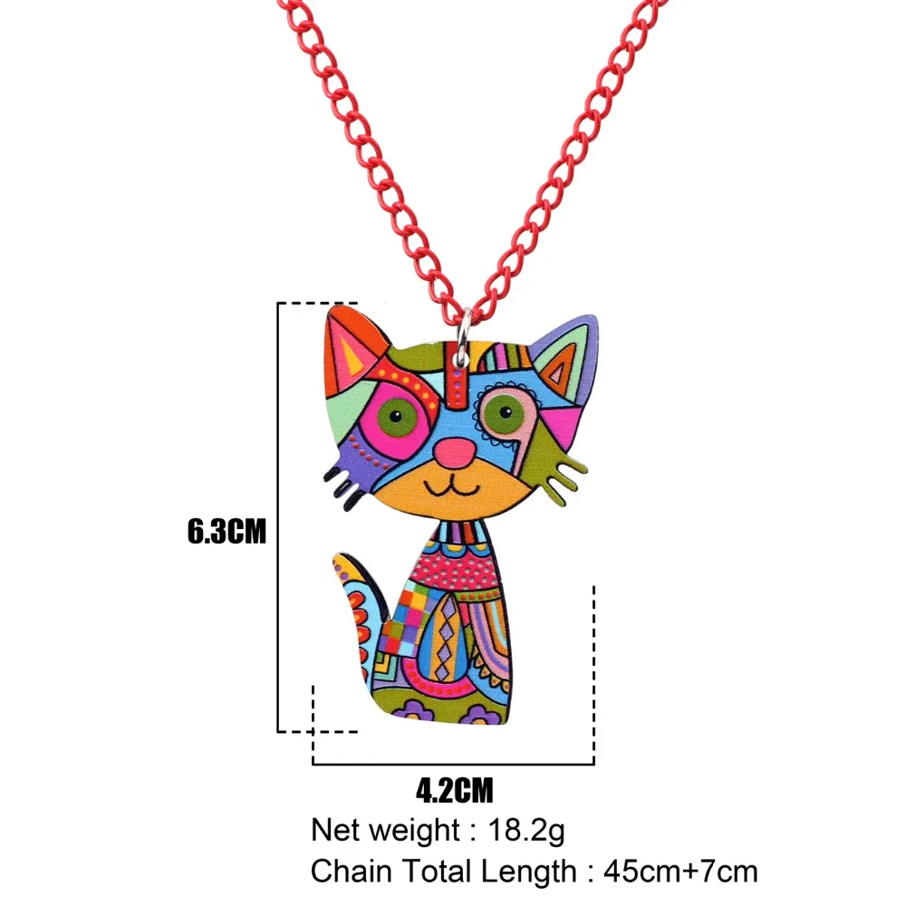 Bonsny Statement Acrylic Anime Kitten Cat Necklace Pendant Chain Choker Collar Animal Jewelry For Women Girls Pet Lovers Gift | Украшения и