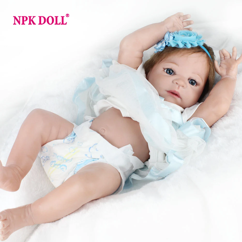 NPKDOLL 22 дюйма 55 см Reborn куклы полный винил Реалистичная Boneca детские игрушки для