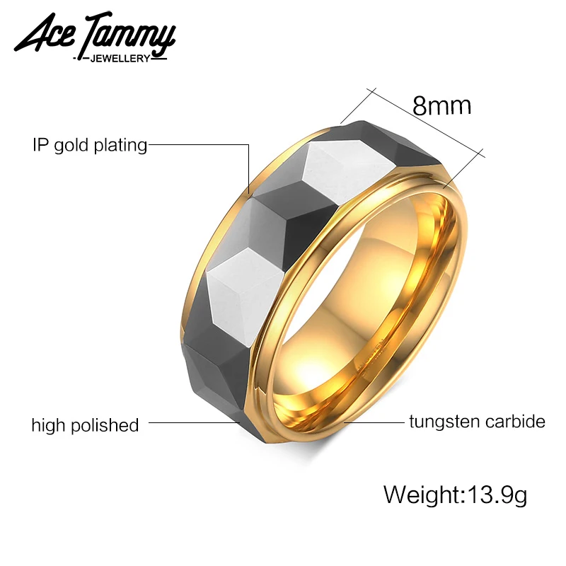 Модные блестящие золотые обручальные кольца 8 мм обручальное кольцо из карбида
