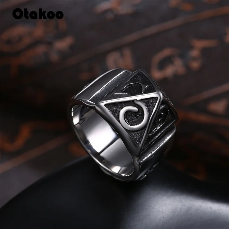 Otakoo Punk Fashion Style Antique Retro Male Jewelry Viking Ring Female Black Amulet Vintage Norse Rune Rings For Women | Украшения и