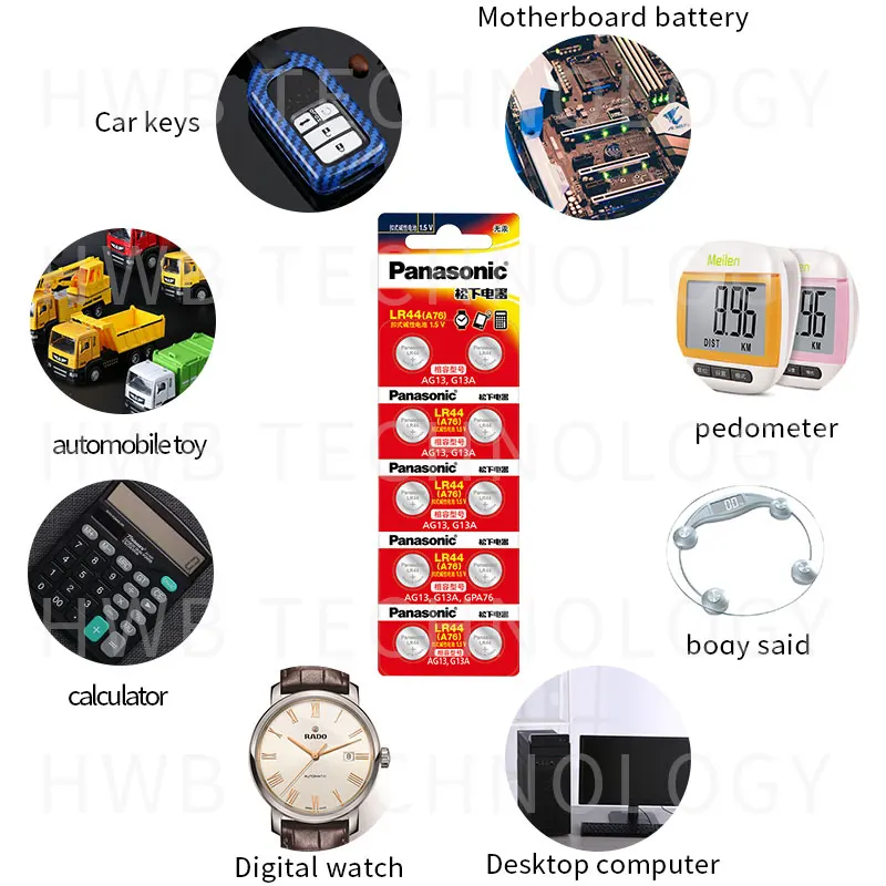 2 шт. PANASONIC LR44 A76 AG13 0% Hg SR1154 357 LR 44 1,5 V батарея аккумуляторов для калькулятор 0% Hg
