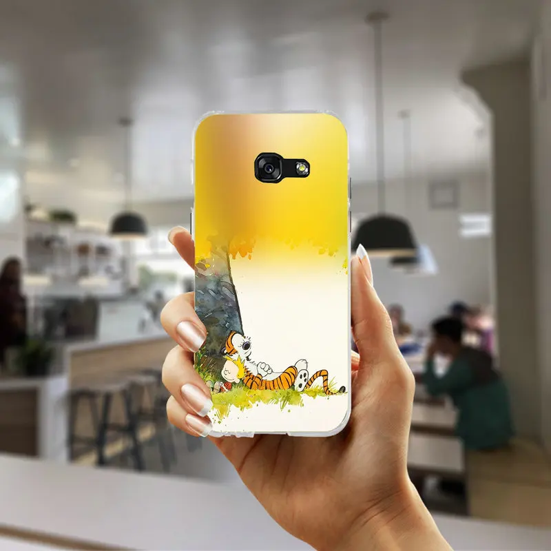 Soft TPU Silicone Transparent Cell Phone Cases Bags For Samsung Galaxy J1 J2 J3 J5 J7 A3 A5 A7 2016 2017 Shell Calvin and Hobbes | Мобильные