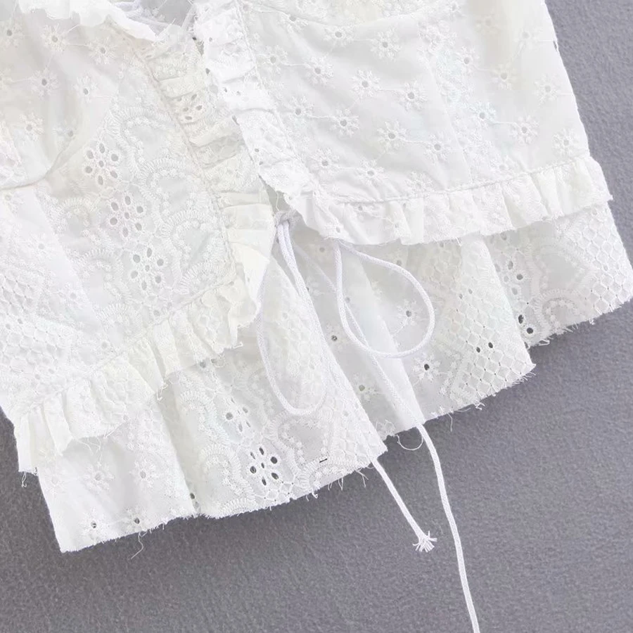 TEELYNN chic Boho блузка 2018 белый одноцветное кружево хлопок вышивка блузки для малышек