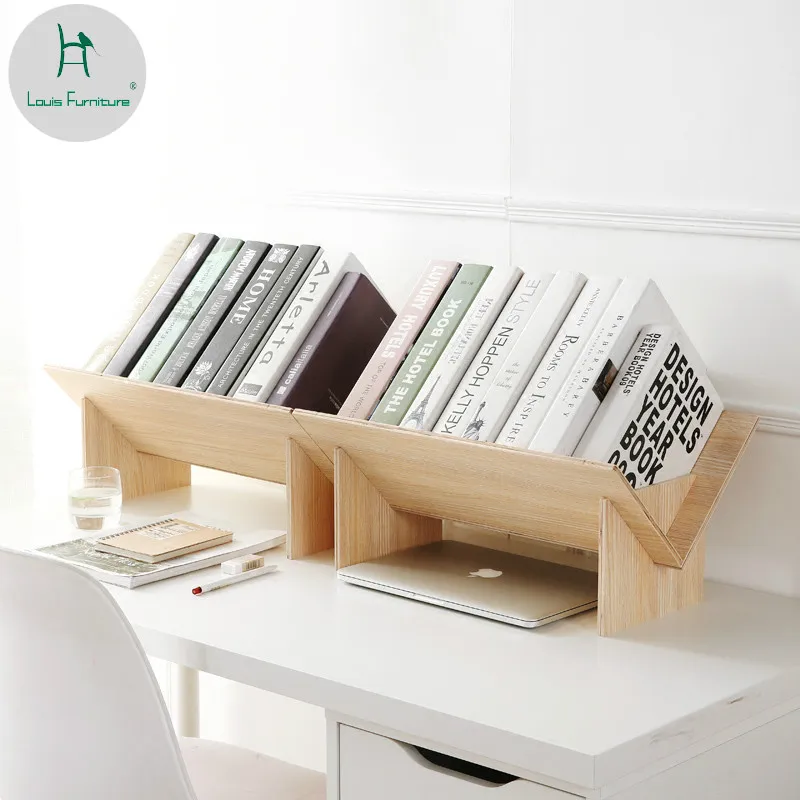 

Louis Fashion Home Solid Wood Assembly Table Landing Bookcase Student Desktop Storage Rack Simple Bookshelf