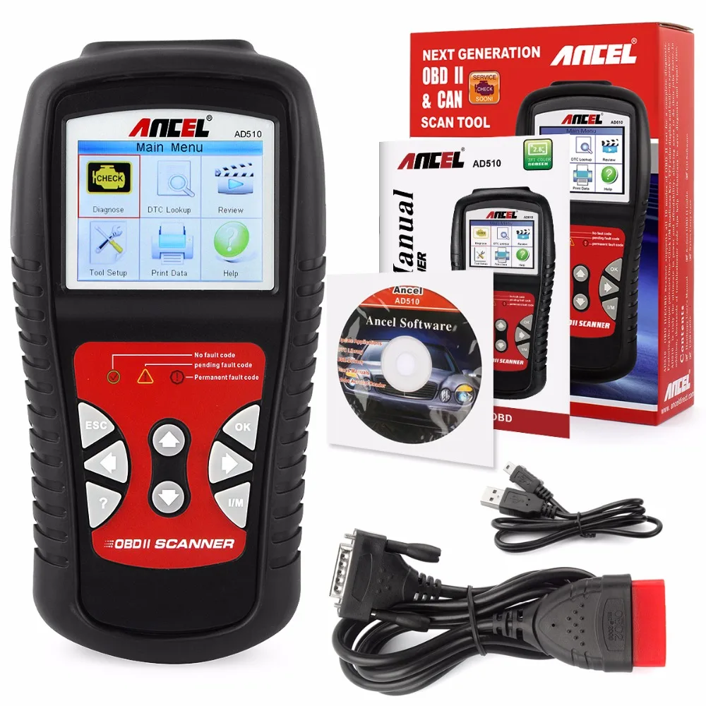 Ancel AD510 автомобильный OBDII EOBD сканер инструмент двигатель чтение диагностический