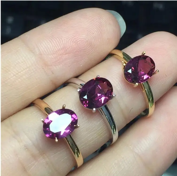 Кольцо на палец из натурального граната 18k золото 8*10 мм для мужчин и женщин 6*8 |