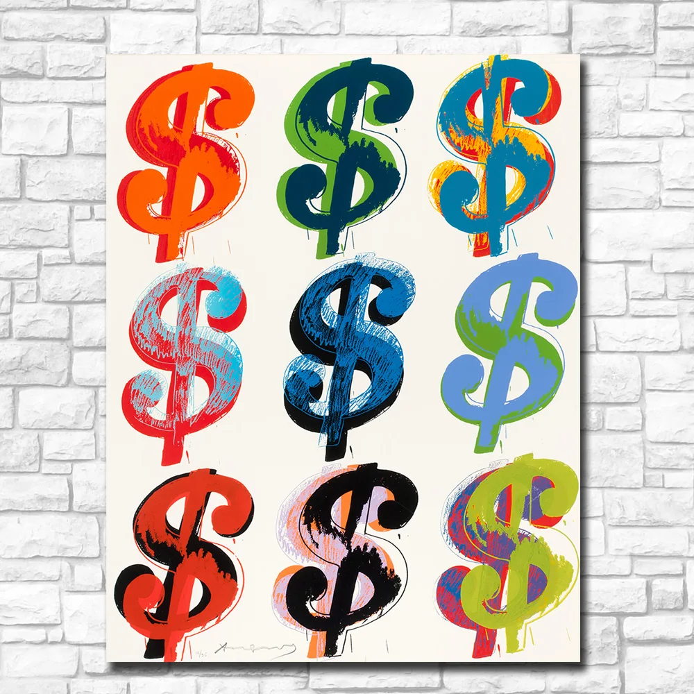 

Abstract Painting Andy Warhol $ (9), 1982 Pop Art Wall Art Decor Canvas Painting Wall Picture For Home Decor Oil Painting