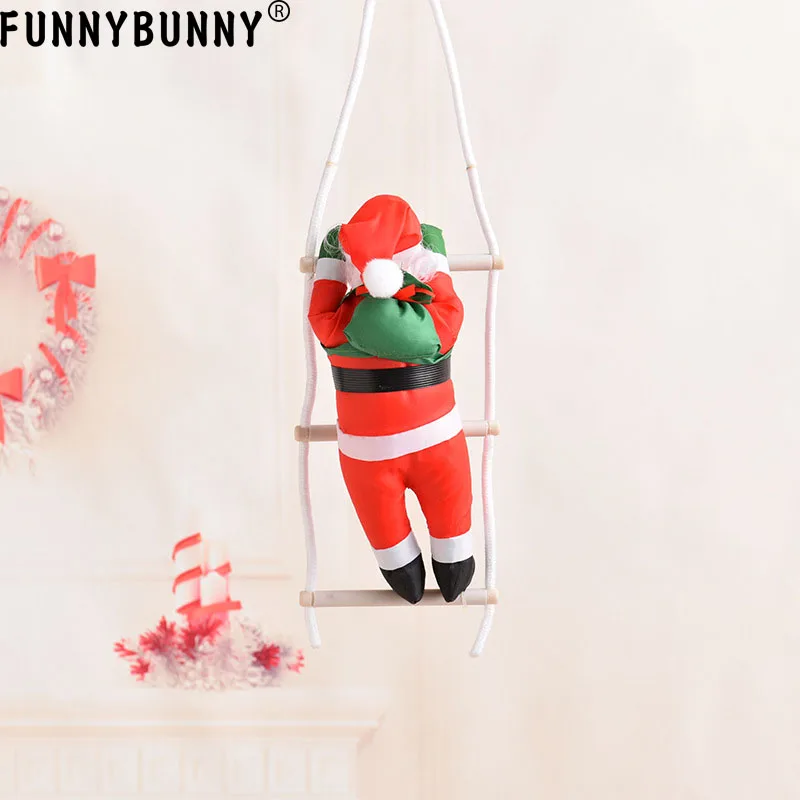 FUNNYBUNNY Санта Клаус скалолазание на веревке лестница для рождественской елки Крытый Висячие Рождественские вечерние украшения для дома двери стены