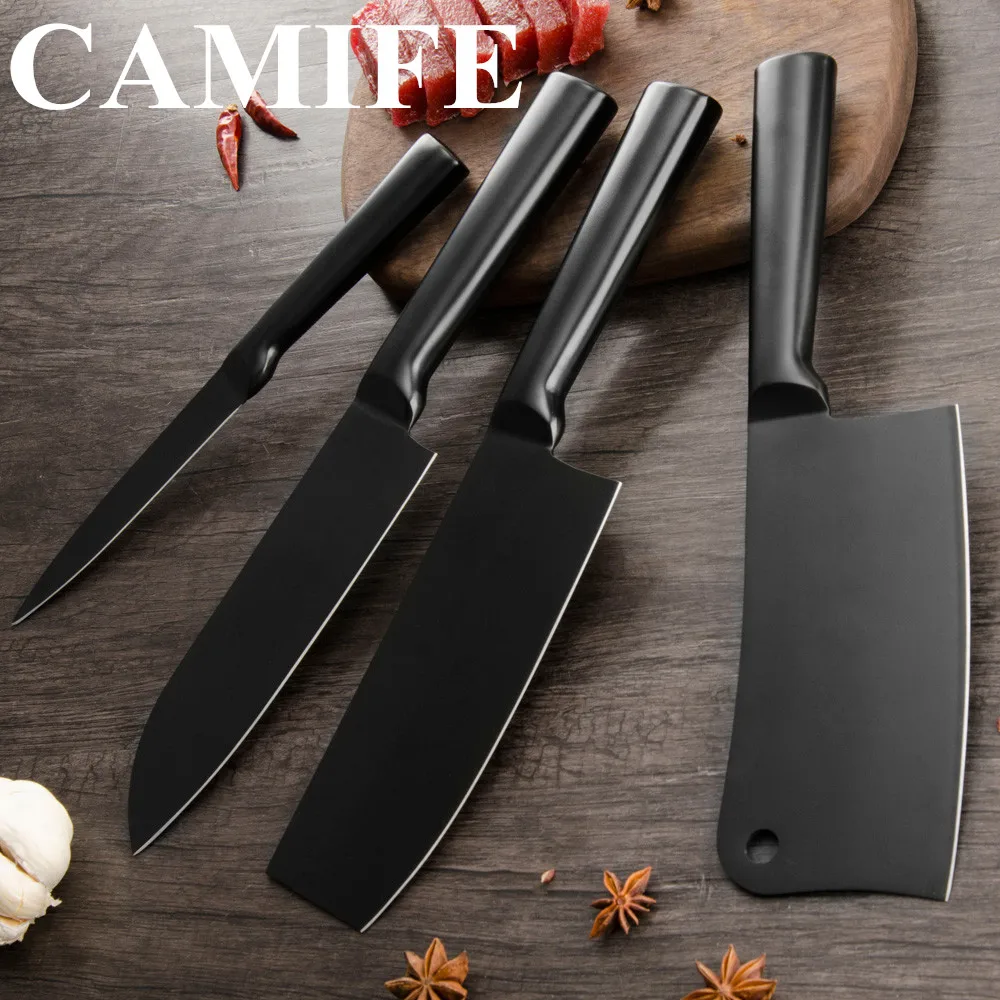 AINZUO 5 Pcs Kitchen Knife Set 4cr14 Stainless Steel Utility Santoku Chopping Nakiri Sharpener Accessories Tools | Дом и сад